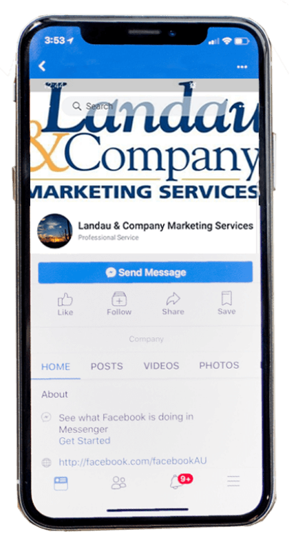 Landau & Company social media page on a smartphone